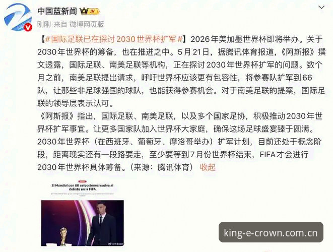 世界杯扩军66队 vs 48队：中国男足能否圆梦2030？从皇冠体育官网老用户视角看这场足球革命